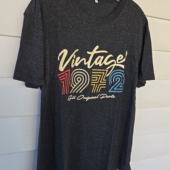 1A-Vintage 1972 Women's T Shirt  Size Large Dusty Blue Gray - Picture 10 of 16